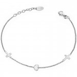 Amen Silver Bracelet with heart and crosses for ladies BRCHB Image of the Amen Silver Bracelet with heart and crosses for ladies BRCHB