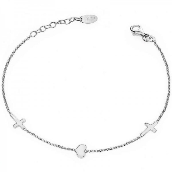 Amen Silver Bracelet with heart and crosses for ladies BRCHB Image of the Amen Silver Bracelet with heart and crosses for ladies BRCHB
