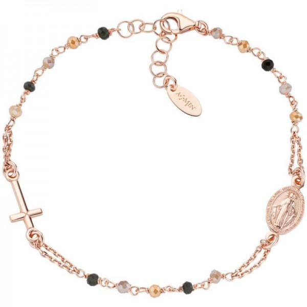 Image of the Amen Silver Rosary Bracelet with crystals for ladies BRO10RMMM3