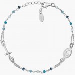 Image of the Amen Silver Rosary Bracelet with crystals for ladies BRO25BMUB3
