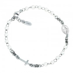 Pulsera Rosario Amen en plata y perlas para mujeres BROBB3