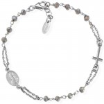 Image of the Amen Silver Rosary Bracelet with crystals BROBF3