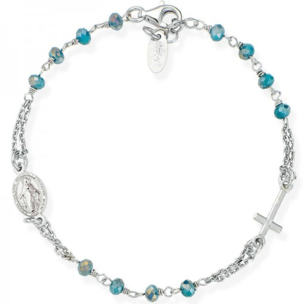 Image of the Amen Silver Rosary Bracelet with crystals BROBP3