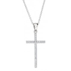 Amen Silver Cross Necklace with zircons for women CLCRDOBBNZ