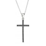 Image of the Amen Silver Cross Necklace with zircons for ladies CLCRDOBBNZ