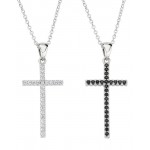 Image of the Amen Silver Cross Necklace with zircons for ladies CLCRDOBBNZ