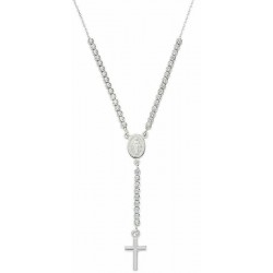Amen Silver Rosary Necklace with zircons CLCRMIBBZ4