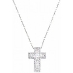 Amen Silver Cross Necklace with zircons for women CLCRREBBBZ1