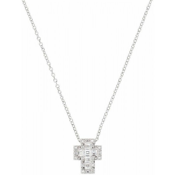 Image of the Amen Silver Cross Necklace with zircons for ladies CLCRREBBBZ3