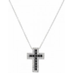 Amen Silver Cross Necklace with zircons for women CLCRREBBNZ1