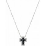 Image of the Amen Silver Cross Necklace with zircons for women CLCRREBBNZ3