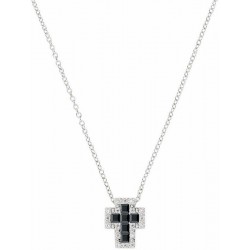 Amen Silver Cross Necklace with zircons for women CLCRREBBNZ3