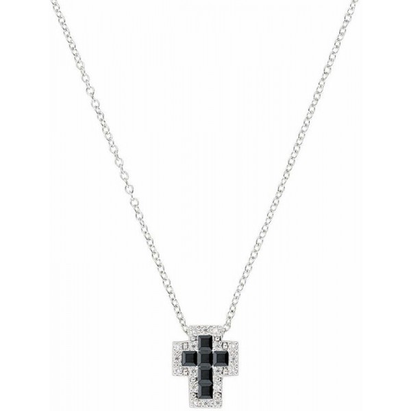 Image of the Amen Silver Cross Necklace with zircons for women CLCRREBBNZ3