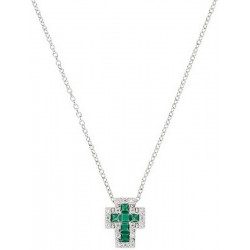 Amen Silver Cross Necklace with zircons for women CLCRREBBVZ3