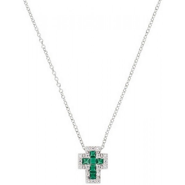 Image of the Amen Silver Cross Necklace with zircons for women CLCRREBBVZ3