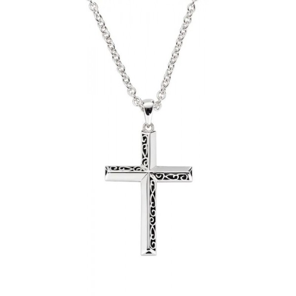 Image of the Amen Silver Cross Necklace for men CLCRUB