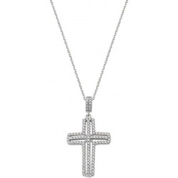 Amen Silver Cross Necklace with zircons for women CLCRVBBZ