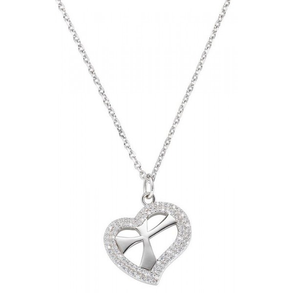Image of the Amen Cross Necklace with heart for ladies CLCUCRBBZ