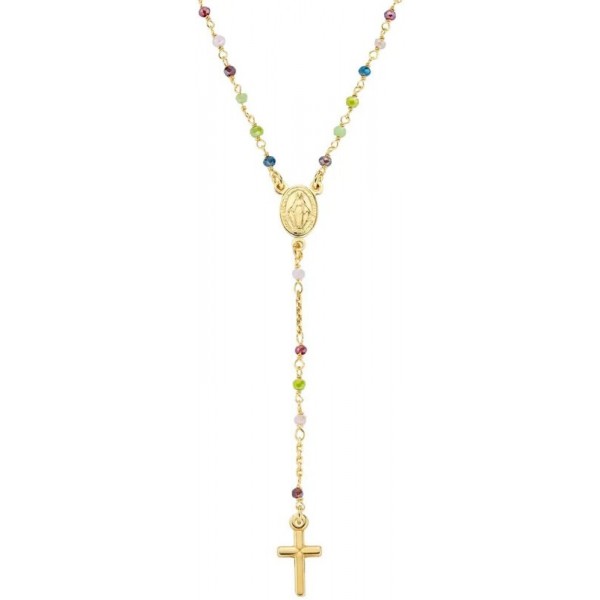 Collar Rosario Amen en plata con cristales para mujeres CRO10GARVE4 Imagen del Collar Rosario Amen en plata con cristales para mujeres CRO10GARVE4