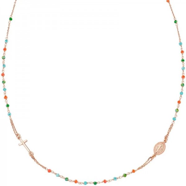 Image of the Amen Silver Rosary Necklace with crystals for ladies CRO10RCVT3