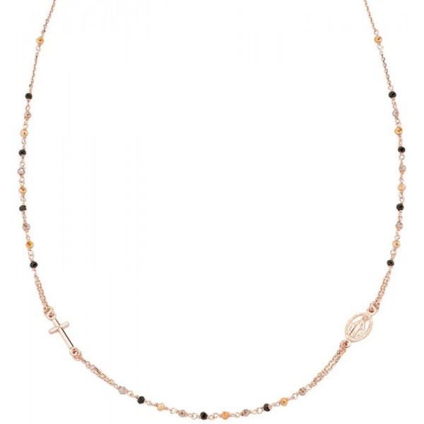 Image of the Amen Silver Rosary Necklace with crystals for ladies CRO10RMMM3