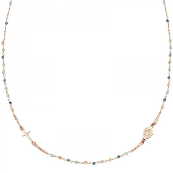 Image of the Amen Silver Rosary Necklace with crystals for ladies CRO10RVVV3