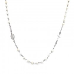 Collar Rosario Amen en plata y perlas para mujeres CROBB3