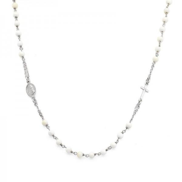 Comprar Collar Rosario Amen en plata y perlas para mujeres CROBB3