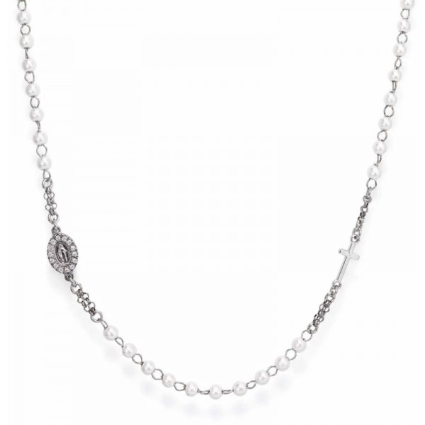 Imagen del Collar Rosario Amen en plata y perlas para mujeres CROBBZ-M3
