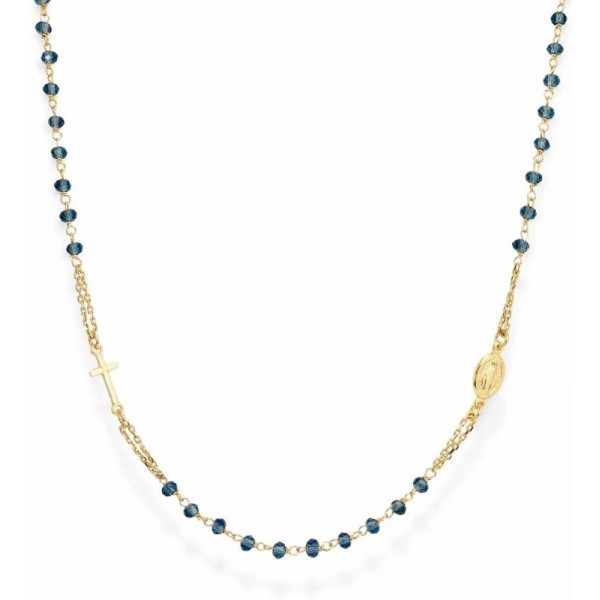 Image of the Amen Silver Rosary Necklace with crystals CROGBL3