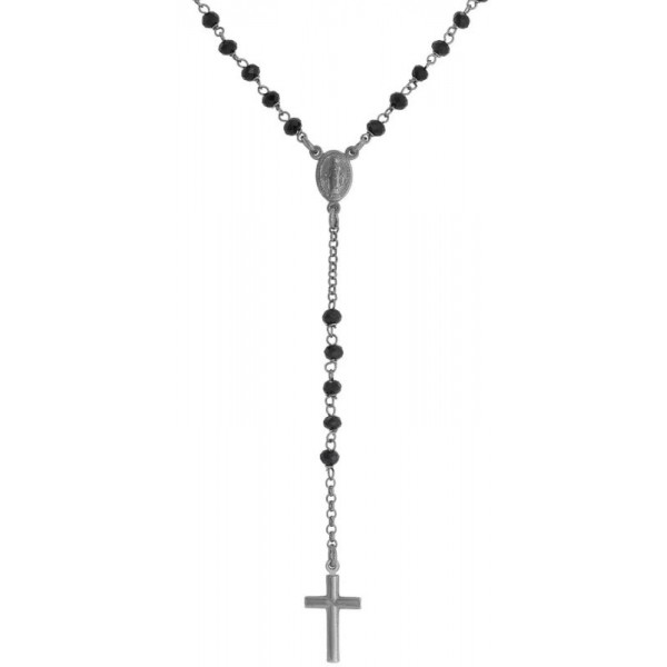 Image of the Amen Silver Rosary Necklace with crystals CRONN4