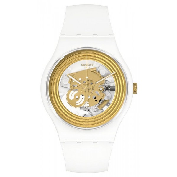 Buy Swatch Unisex Watch New Gent Golden Rings White SO29W107