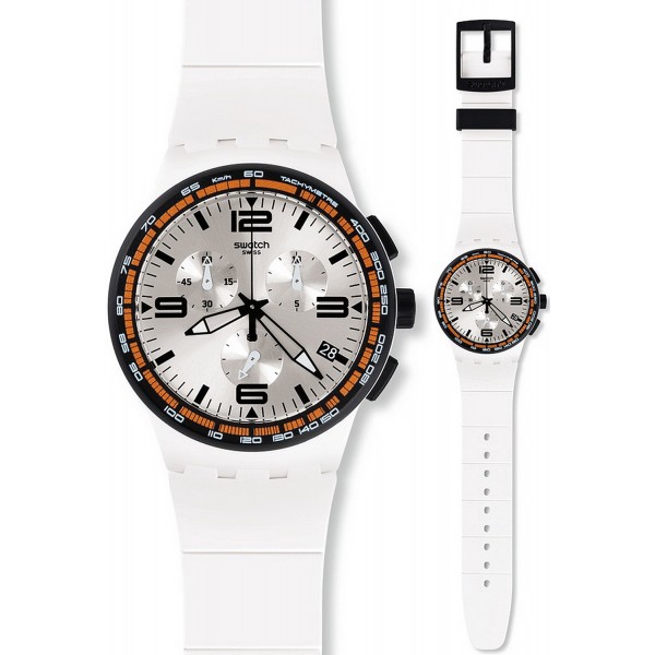 Buy Swatch Unisex Watch Chrono Plastic White Blades SUSW405